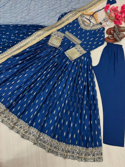 PD1111 PARTY WEAR CHINON SILK GOWN SET WITH PRICE PD1111, SALWAR KAMEEZ WHOLESALER  CO ORD SET, PD, PLAZZO, Single, Suits