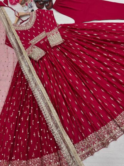PD1111 PARTY WEAR CHINON SILK GOWN SET WITH PRICE PD1111, SALWAR KAMEEZ WHOLESALER  CO ORD SET, PD, PLAZZO, Single, Suits