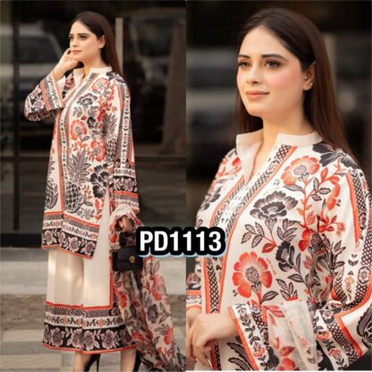PD1113 AMERICAN CRAPE TOP WITH PLAZZO & DUPATTA SET ONLINE PD1113 AMERICAN CRAPE, SALWAR KAMEEZ WHOLESALER  CO ORD SET, PD, PLAZZO, Single, Suits
