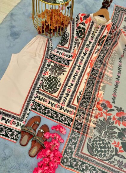 PD1113 AMERICAN CRAPE TOP WITH PLAZZO & DUPATTA SET ONLINE PD1113 AMERICAN CRAPE, SALWAR KAMEEZ WHOLESALER  CO ORD SET, PD, PLAZZO, Single, Suits