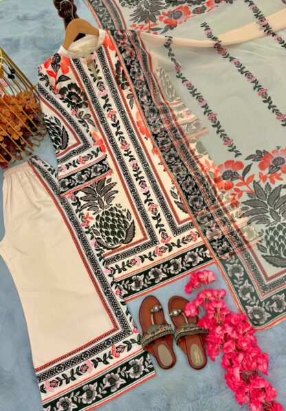PD1113 AMERICAN CRAPE TOP WITH PLAZZO & DUPATTA SET ONLINE PD1113 AMERICAN CRAPE, SALWAR KAMEEZ WHOLESALER  CO ORD SET, PD, PLAZZO, Single, Suits