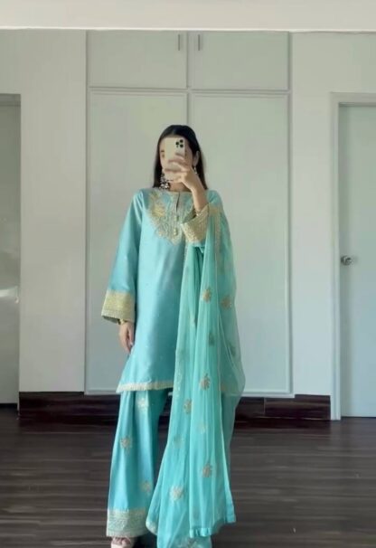 PD1114 CREPE TOP & FARSHI PLAZZO WITH DUPATTA SET WHOLESALE PD1114, SALWAR KAMEEZ WHOLESALER  CO ORD SET, PD, PLAZZO, Single, Suits