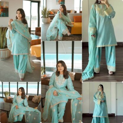 PD1114 CREPE TOP & FARSHI PLAZZO WITH DUPATTA SET WHOLESALE PD1114, SALWAR KAMEEZ WHOLESALER  CO ORD SET, PD, PLAZZO, Single, Suits