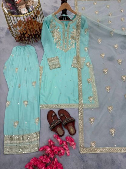 PD1114 CREPE TOP & FARSHI PLAZZO WITH DUPATTA SET WHOLESALE PD1114, SALWAR KAMEEZ WHOLESALER  CO ORD SET, PD, PLAZZO, Single, Suits