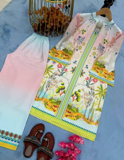 PD1115 WHITE CREAM CREPE PLAZZO CO ORD SET FOR WOMEN PD1115 WHITE CREAM, SALWAR KAMEEZ WHOLESALER  CO ORD SET, PD, PLAZZO, Single, Suits