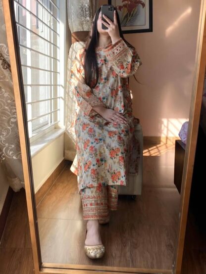 PD1117 PURE NATURAL CREPE PRINTED & EMBROIDERED CO ORD SET PD1117, SALWAR KAMEEZ WHOLESALER  PD, PLAZZO, Single, Suits