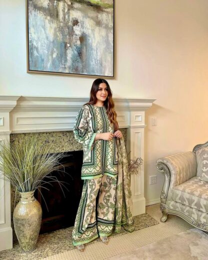 PD1119 PURE NATURAL CREPE TOP & PLAZZO CO ORD SET WHOLESALE PD1119, SALWAR KAMEEZ WHOLESALER  PD, PLAZZO, Single, Suits