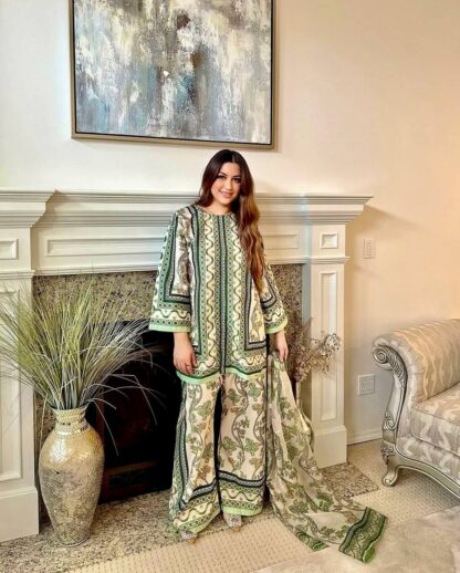 PD1119 PURE NATURAL CREPE TOP & PLAZZO CO ORD SET WHOLESALE PD1119, SALWAR KAMEEZ WHOLESALER  PD, PLAZZO, Single, Suits