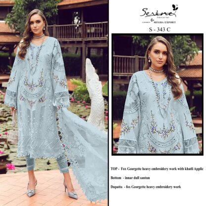 SERINE S 343 C GEORGETTE PAKISTANI SUITS ONLINE INDIA SALWAR KAMEEZ WHOLESALER, SERINE S 343 C GEORGETTE  Single, Suits, ZIAAZ DESIGNS