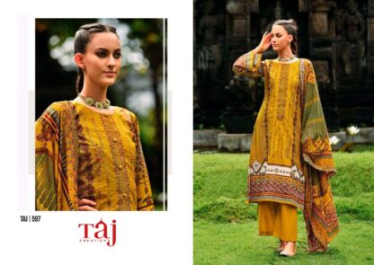 TAJ CREATION 597 COTTON PRINTED PAKISTANI SUITS SALE IN SURAT DESIGNER SUITS AT WHOLESALE PRICE, DESIGNER SUITS WHOLESALER, SALWAR KAMEEZ MANUFACTURER, SALWAR KAMEEZ WHOLESALER, TAJ CREATION 597 COTTON PRINTED  FEPIC ROSEMEEN, Salwar Kameez, Single, Suits, TAJ CREATION