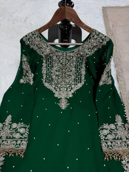 YD 016 GREEN GEORGETTE RICH COMBINATION SALWAR SUITS ONLINE