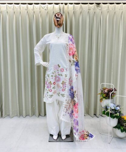 BE 373 WHITE ROMAN SILK FARSI SALWAR SUITS ONLINE BE 373 WHITE ROMAN SILK, BEST QUALITY PAKISTANI SUITS, ONLINE SHOPPING SUITS, PAKISTANI SALWAR KAMEEZ, PAKISTANI SUITS AT MANUFACTURER PRICE, PAKISTANI SUITS BEST PRICE, PAKISTANI SUITS IN SURAT, PAKISTANI SUITS ONLINE SHOPPING  BE, READYMADE, Single, Suits, THE LIBAS COLLECTION