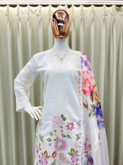 BE 373 WHITE ROMAN SILK FARSI SALWAR SUITS ONLINE BE 373 WHITE ROMAN SILK, BEST QUALITY PAKISTANI SUITS, ONLINE SHOPPING SUITS, PAKISTANI SALWAR KAMEEZ, PAKISTANI SUITS AT MANUFACTURER PRICE, PAKISTANI SUITS BEST PRICE, PAKISTANI SUITS IN SURAT, PAKISTANI SUITS ONLINE SHOPPING  BE, READYMADE, Single, Suits, THE LIBAS COLLECTION