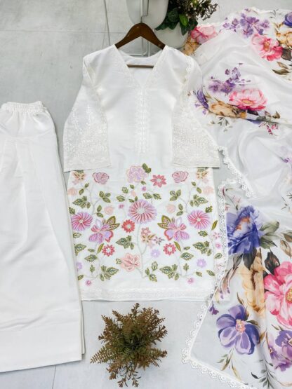 BE 373 WHITE ROMAN SILK FARSI SALWAR SUITS ONLINE BE 373 WHITE ROMAN SILK, BEST QUALITY PAKISTANI SUITS, ONLINE SHOPPING SUITS, PAKISTANI SALWAR KAMEEZ, PAKISTANI SUITS AT MANUFACTURER PRICE, PAKISTANI SUITS BEST PRICE, PAKISTANI SUITS IN SURAT, PAKISTANI SUITS ONLINE SHOPPING  BE, READYMADE, Single, Suits, THE LIBAS COLLECTION