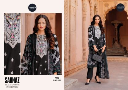 MEHBBOB TEX 1507 SAHNAZ BLACK & WHOTE COLLECTION PAKISTANI SUITS KURTIS WHOLESALER, MEHBBOB TEX 1505 SAHNAZ BLACK & WHOTE COLLECTION  MEHBOOB TEX, Single, Suits