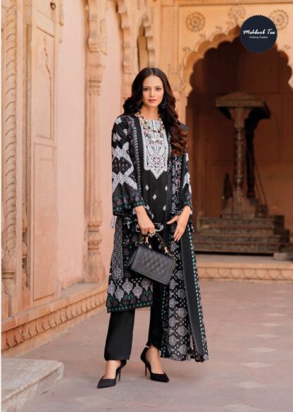 MEHBBOB TEX 1507 SAHNAZ BLACK & WHOTE COLLECTION PAKISTANI SUITS KURTIS WHOLESALER, MEHBBOB TEX 1505 SAHNAZ BLACK & WHOTE COLLECTION  MEHBOOB TEX, Single, Suits