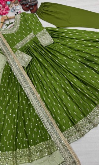 PD1111 GREEN PUR CHINON SILK GOWN SET WHOLESALE PRICEPD1111 GREEN PUR CHINON SILK GOWN SET WHOLESALE PRICE