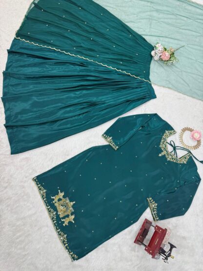 THE LIBAS COLLECTION 5874 PEACOCK BLUE CREP SILK LEHENGA WITH PRICE BEST QUALITY PAKISTANI SUITS, ONLINE SHOPPING SUITS, PAKISTANI SALWAR KAMEEZ, PAKISTANI SUITS AT MANUFACTURER PRICE, PAKISTANI SUITS BEST PRICE, PAKISTANI SUITS IN SURAT, PAKISTANI SUITS ONLINE SHOPPING, THE LIBAS COLLECTION 5874 PEACOCK BLUE CREP SILK  READYMADE, RTC, Single, Suits, THE LIBAS COLLECTION