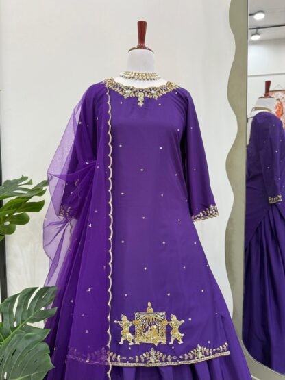 THE LIBAS COLLECTION 5874 PURPLE CREP SILK LEHENGA ONLINE BEST QUALITY PAKISTANI SUITS, ONLINE SHOPPING SUITS, PAKISTANI SALWAR KAMEEZ, PAKISTANI SUITS AT MANUFACTURER PRICE, PAKISTANI SUITS BEST PRICE, PAKISTANI SUITS IN SURAT, PAKISTANI SUITS ONLINE SHOPPING, THE LIBAS COLLECTION 5874 PURPLE CREP SILK  READYMADE, RTC, Single, Suits, THE LIBAS COLLECTION