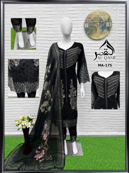 AL QASR MA 175 BLACK PAKISTANI KURTI ONLINE WHOLESALER AL QASR MA 175 BLACK, BEST QUALITY PAKISTANI SUITS, ONLINE SHOPPING SUITS, PAKISTANI SALWAR KAMEEZ, PAKISTANI SUITS AT MANUFACTURER PRICE, PAKISTANI SUITS BEST PRICE, PAKISTANI SUITS IN SURAT, PAKISTANI SUITS ONLINE SHOPPING  AL QASR, PAKISTANI SUITS BRAND, PAKISTANI SUITS DESIGN, PAKISTANI SUITS FOR WOMEN, PAKISTANI SUITS IN INDIA, PAKISTANI SUITS ONLINE, PAKISTANI SUITS ONLINE INDIA, PAKISTANI SUITS SURAT, PAKISTANI WHOLESALE CLOTHES SUPPLIER, READYMADE KURTI, READYMADE PAKISTANI SUITS, Single, Suits