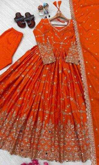 PD 1097 ORANGE ANARKALI GOWN WHOLESALE IN SURATPD 1097 ORANGE ANARKALI GOWN WHOLESALE IN SURAT