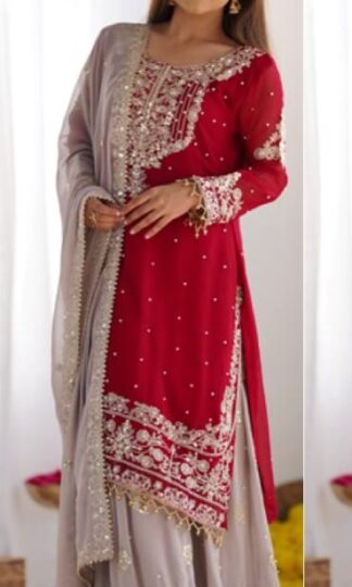 SR 1676 RED TOP WITH PLLAZO FOR WOMEN AT BEST PRICESR 1676 RED TOP WITH PLAZO FOR WOMEN AT BEST PRICE