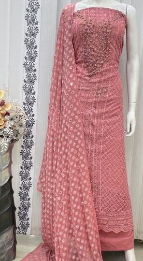 JS 21 PEACH GEORGETTE SALWAR SUITS FOR WOMENJS 21 PEACH GEORGETTE SALWAR SUITS FOR WOMEN
