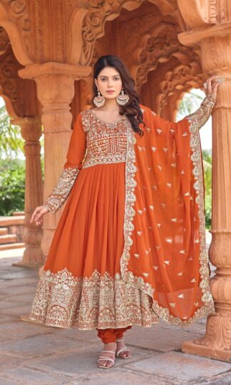 PD 1137 ORANGE GOWN MANUFACTURER IN SURATPD 1137 ORANGE GOWN MANUFACTURER IN SURAT