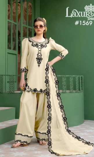 LAXURIA TRENDZ 1569 CREAM DESIGNER KURTI WHOLESALE PRICELAXURIA TRENDZ 1569 CREAM DESIGNER KURTI WHOLESALE PRICE