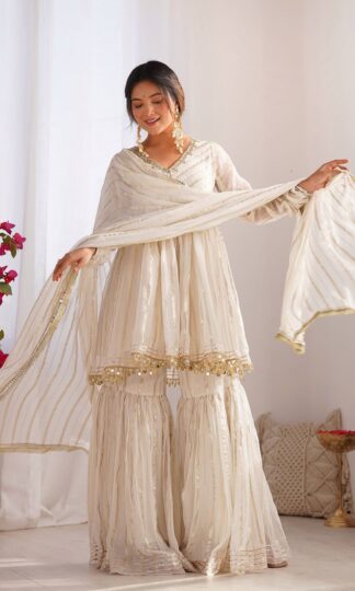 SSR 5300 WHITE SHARARA PLAZZO FOR WOMENSSR 5300 WHITE SHARARA PLAZZO FOR WOMEN