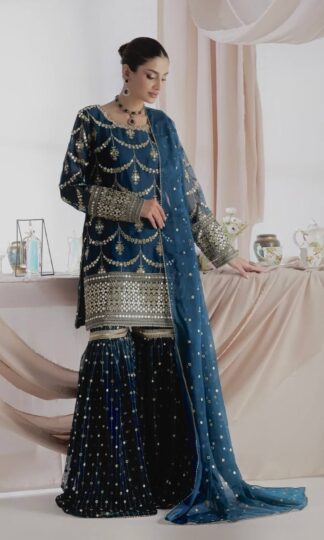 JL 1051 BLUE KURTI SHARARA WHOLESALE SURATJL 1051 BLUE KURTI SHARARA WHOLESALE SURAT