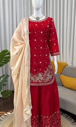 KD 1549 RED TOP PLAZZO WITH DUPATTA ONLINEKD 1549 RED TOP PLAZZO WITH DUPATTA ONLINE
