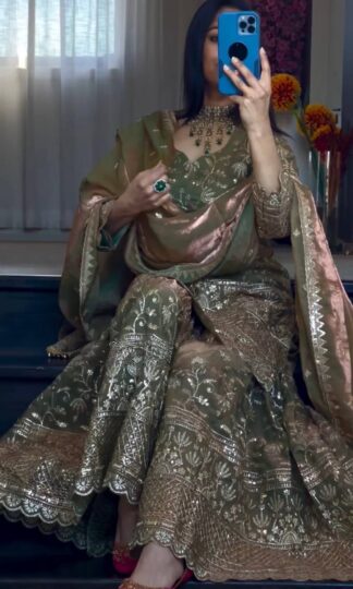 MF 479 GREEN SHARARA PLAZZO & DUPATTA ONLINEMF 479 GREEN SHARARA PLAZZO & DUPATTA ONLINE