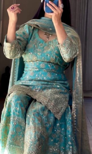 MF 479 BLAST BLUE SHARARA PLAZZO SET SINGLE PIECEMF 479 BLAST BLUE SHARARA PLAZZO SET SINGLE PIECE