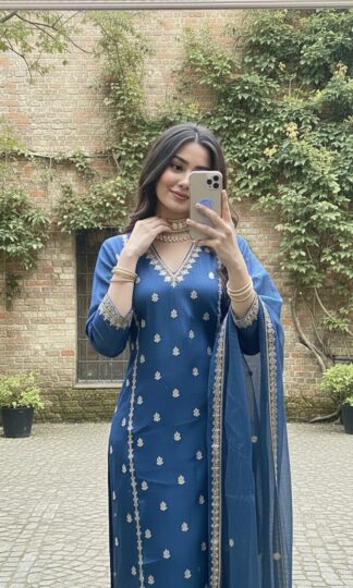 AKSHAR BLUE ORGANZA SALWAAR SUITS AT BEST PRICEAKSHAR BLUE ORGANZA SALWAAR SUITS AT BEST PRICE