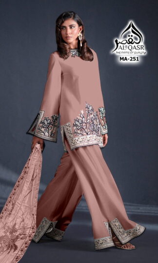 AL QASR MA 251 PEACH PAKISTANI KURTI AT BEST PRICEAL QASR MA 251 PEACH PAKISTANI KURTI AT BEST PRICE