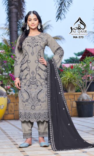 AL QASR MA 273 GREY RAMZAN EID SPECIAL PAKISTANI SUITS WHOLESALEAL QASR MA 273 GREY RAMZAN EID SPECIAL PAKISTANI SUITS WHOLESALE