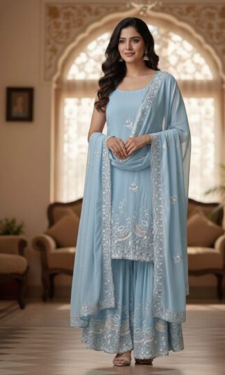 BE 430 SKU BLUE KURTI SHARARA AND DUPATTA ONLINEBE 430 SKU BLUE KURTI SHARARA AND DUPATTA ONLINE