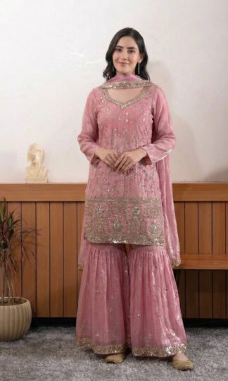 BE 440 LUXURY PARTY WEAR SHARARA PAIR WITH PLAZZOBE 440 LUXURY PARTY WEAR SHARARA PAIR WITH PLAZZO