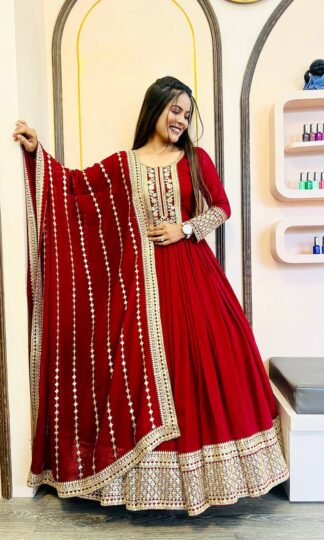 JL 1017 RED GOWN BOTTOM AND DUPATTA WHOLESALEJL 1017 RED GOWN BOTTOM AND DUPATTA WHOLESALE