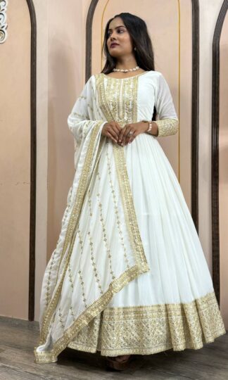 JL 1017 WHITE GOWN BOTTOM AND DUPATTA AT BEST PRICEJL 1017 WHITE GOWN BOTTOM AND DUPATTA AT BEST PRICE