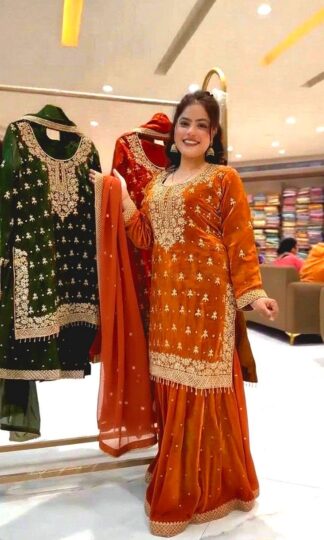 JL 1055 ORANGE BEST SHARARA SET ONLINE WHOLESALEJL 1055 ORANGE BEST SHARARA SET ONLINE WHOLESALE