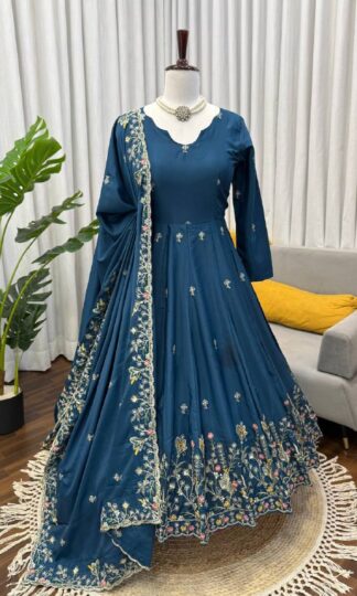 KD 1556 BLUE ANARKALI PLAZZO SET WITH DUPATTA FOR WOMENKD 1556 BLUE ANARKALI PLAZZO SET WITH DUPATTA FOR WOMEN
