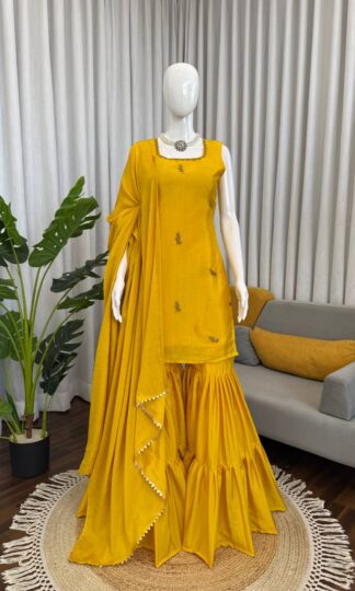 KD 1569 YELLOW SHARARA PAIR AT BEST PRICEKD 1569 YELLOW SHARARA PAIR AT BEST PRICE