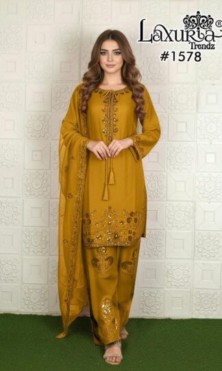 LAXURIA 1578 MUSTERD YELLOW PAKISTANI KURTI AT BEST PRICELAXURIA 1578 MUSTERD YELLOW PAKISTANI KURTI AT BEST PRICE