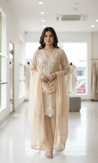 LG 2063 CREM EID SPECIAL TOP PLAZZO & DUPATTA WHOLESALELG 2063 CREM EID SPECIAL TOP PLAZZO & DUPATTA WHOLESALE
