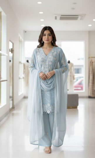 LG 2063 SKY BLUE EID SPECIA TOP PLAZZO & DUPATTA SUPPLIERLG 2063 SKY BLUE EID SPECIA TOP PLAZZO & DUPATTA SUPPLIER