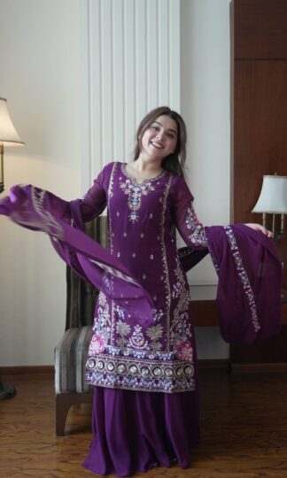 LOOMEERA LM 13 PURPLE EID COLLECTION KURTI SET WITH PRICELOOMEERA LM 13 PURPLE EID COLLECTION KURTI SET WITH PRICE