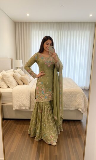 RTC 5956 GREEN ANARKALI DESIGNER SHARARA SET WHOLESALERTC 5956 GREEN ANARKALI DESIGNER SHARARA SET WHOLESALE