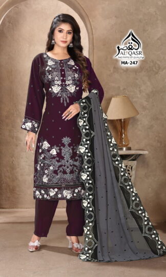 AL QASR MA 247 DARK PURPLE PAKISTANI KURTI AT BEST PRICEAL QASR MA 247 DARK PURPLE PAKISTANI KURTI AT BEST PRICE